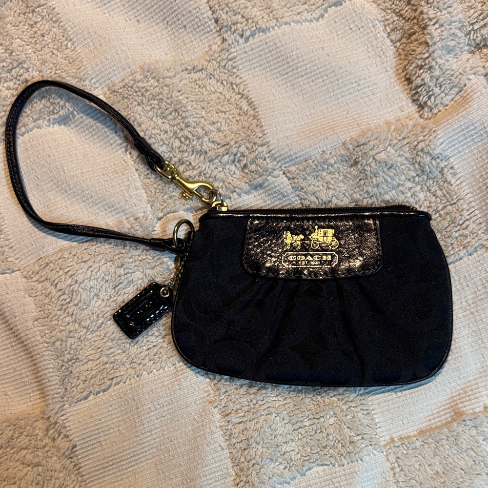 Coach Black and Gold Wristlet Clutch